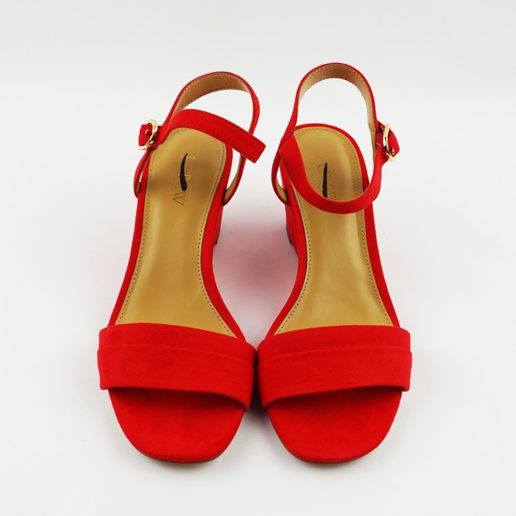 New J.Crew Size 7 Wedge Sandals in Belvedere Red $138 BZ217 - Picture 2 of 5